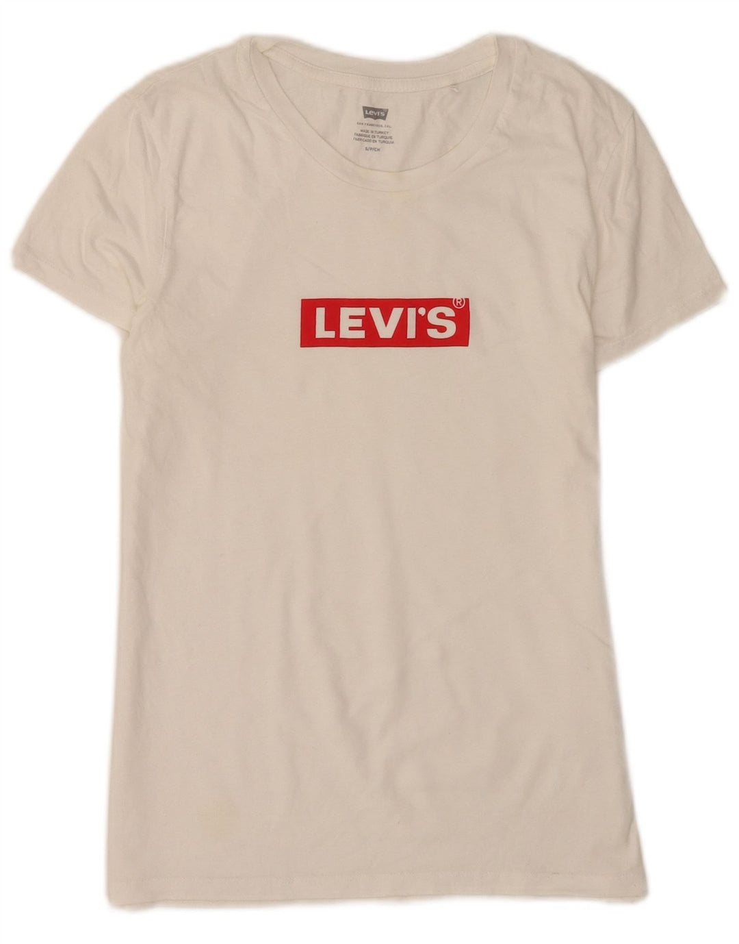 Γυναικείο γραφικό μπλουζάκι Levi's Top UK 8 μικρό λευκό βαμβακερό