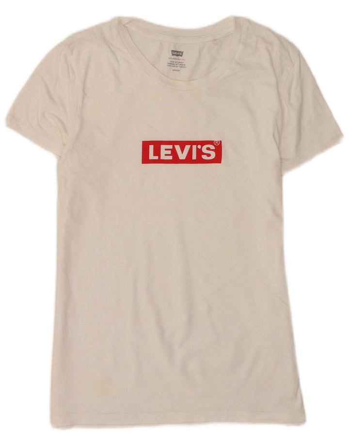 Γυναικείο γραφικό μπλουζάκι Levi's Top UK 8 μικρό λευκό βαμβακερό