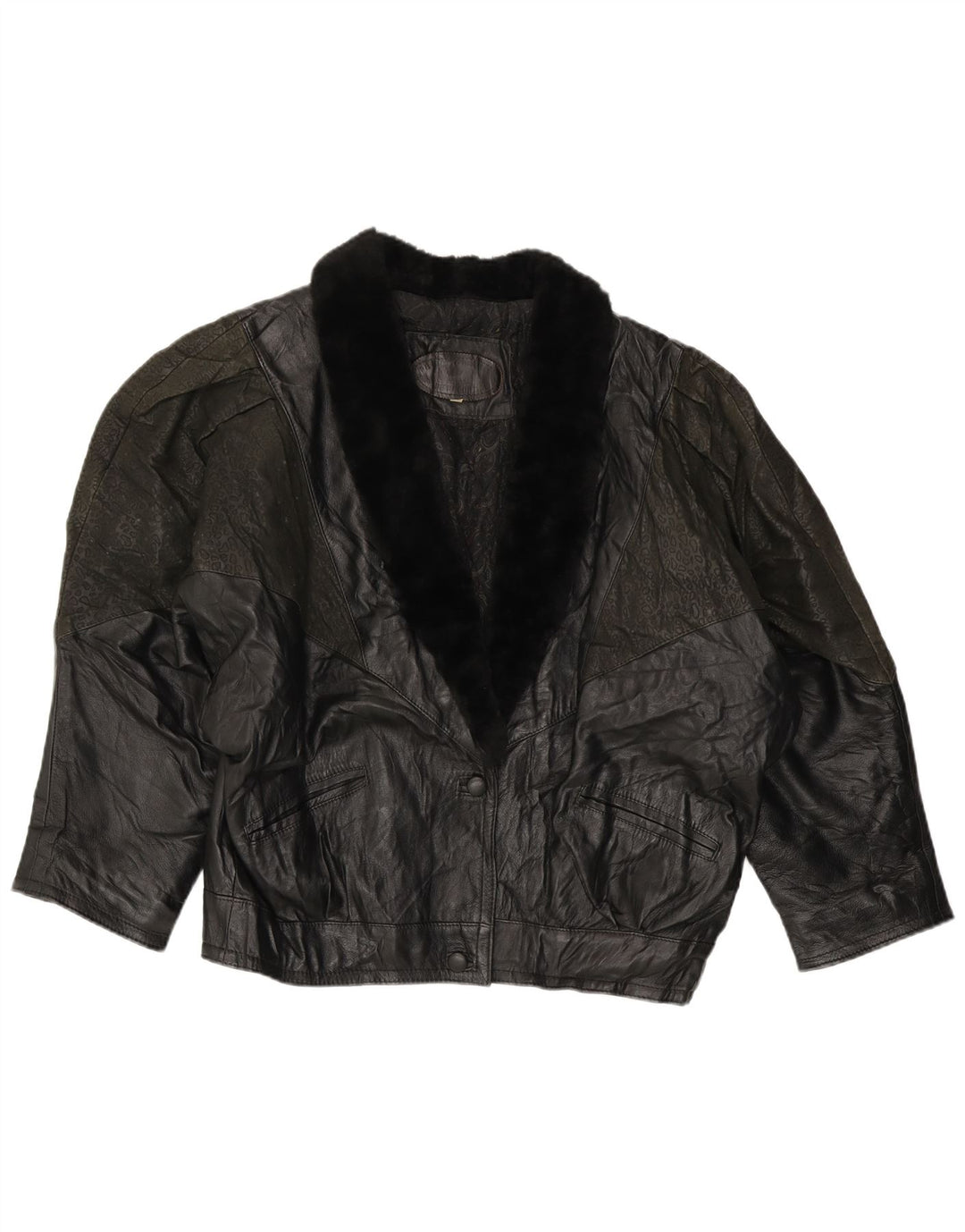 M.G Γυναικείο Δερμάτινο Μπουφάν UK 18 XL Μαύρο Animal Print