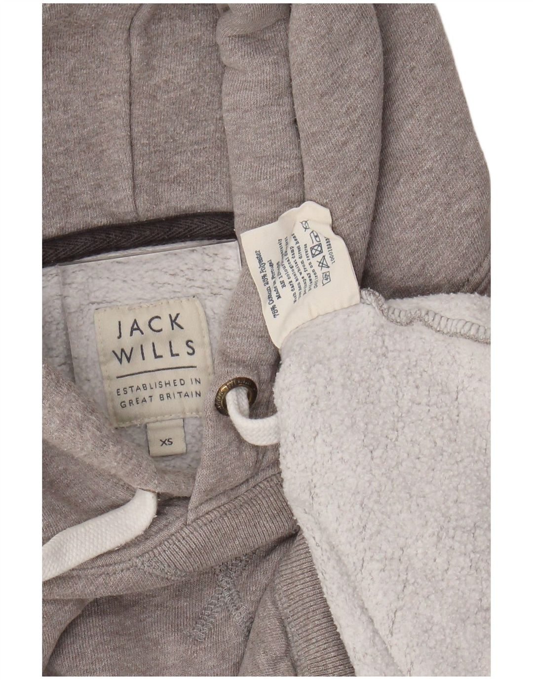 JACK WILLS Γυναικείο γραφικό υπερμεγέθη κουκούλα UK 6 XS γκρι βαμβακερό