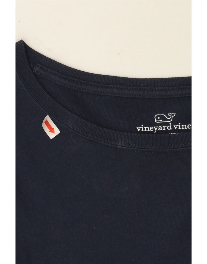 VINEYARD VINES Womens Graphic Top Long Sleeve UK 14 Medium Navy Blue Vintage Vineyard Vines and Second-Hand Vineyard Vines from Messina Hembry 