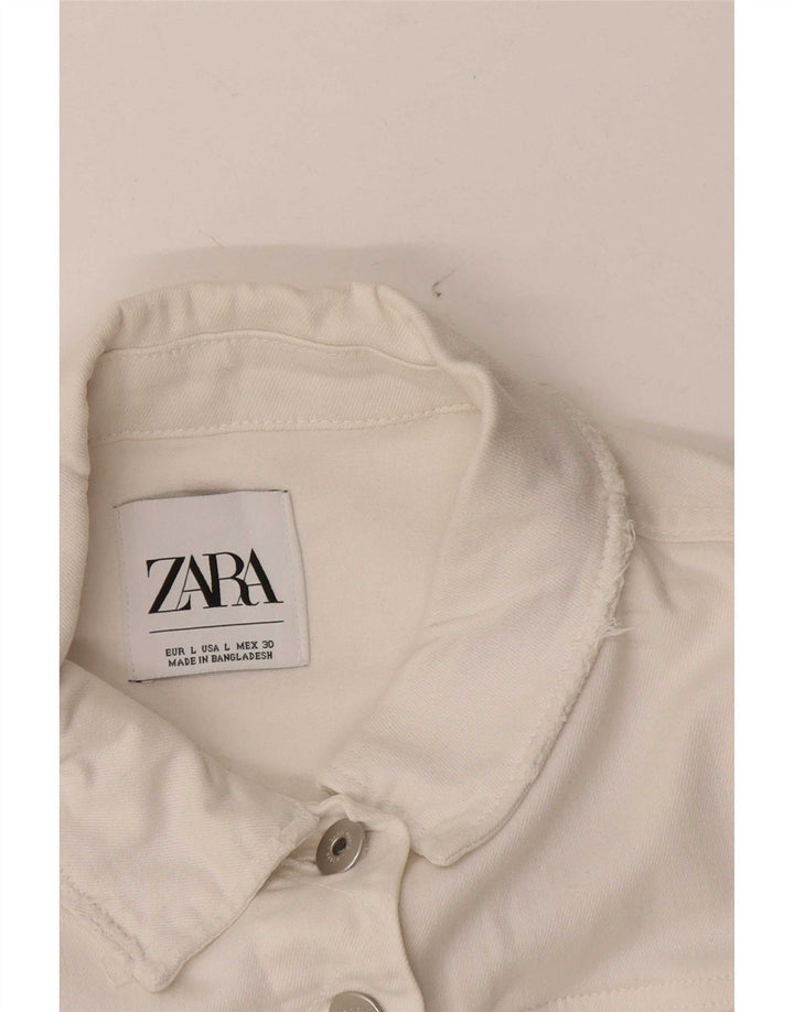 Zara Γυναικείο τζιν μπουφάν UK 16 μεγάλο λευκό βαμβακερό