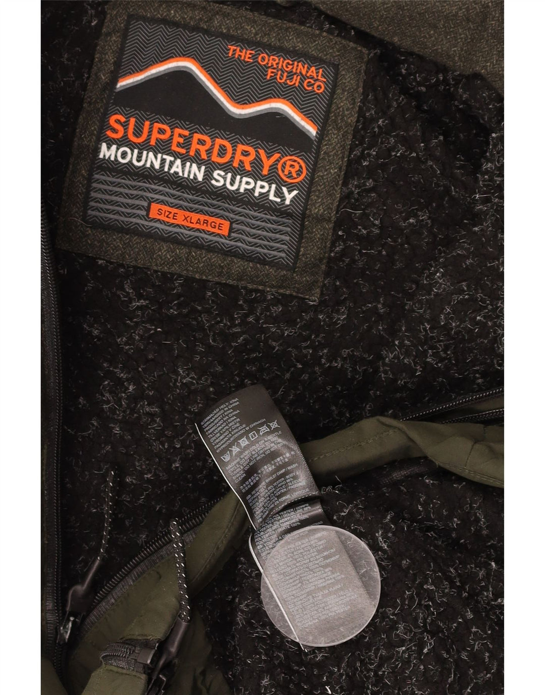 SUPERDRY Ανδρικό μπουφάν με κουκούλα με επένδυση UK 42 XL χακί πολυεστέρας