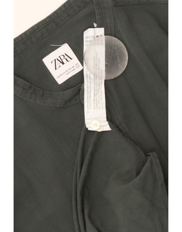 Ανδρικό πουκάμισο Zara XL Χακί βαμβακερό