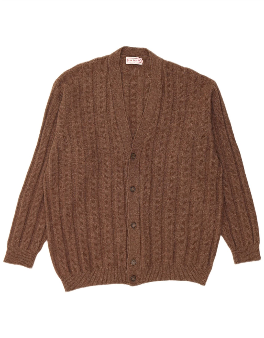 Ανδρικό πουλόβερ Stefanel Cardigan XL Καφέ μαλλί