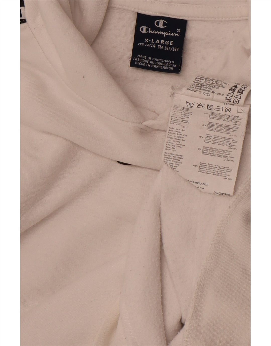 CHAMPION Boys Graphic Hoodie Jumper 13-14 Years XL White Colourblock