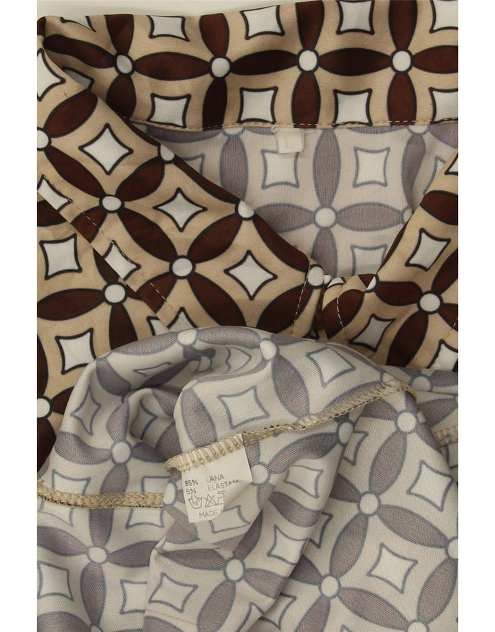 VINTAGE Γυναικείο Πουκάμισο UK 16 Μεγάλο Μπεζ γεωμετρικό μαλλί