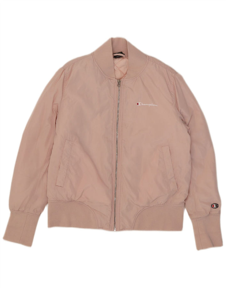 Champion Womens Graphic Bomber Jacket IT 46 Large Pink Polyester