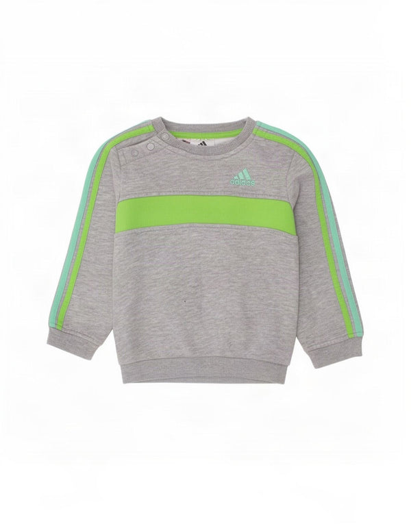 Φούτερ Adidas Baby Boys Jumper 12-18 μηνών Γκρι χρώματος βαμβακερό