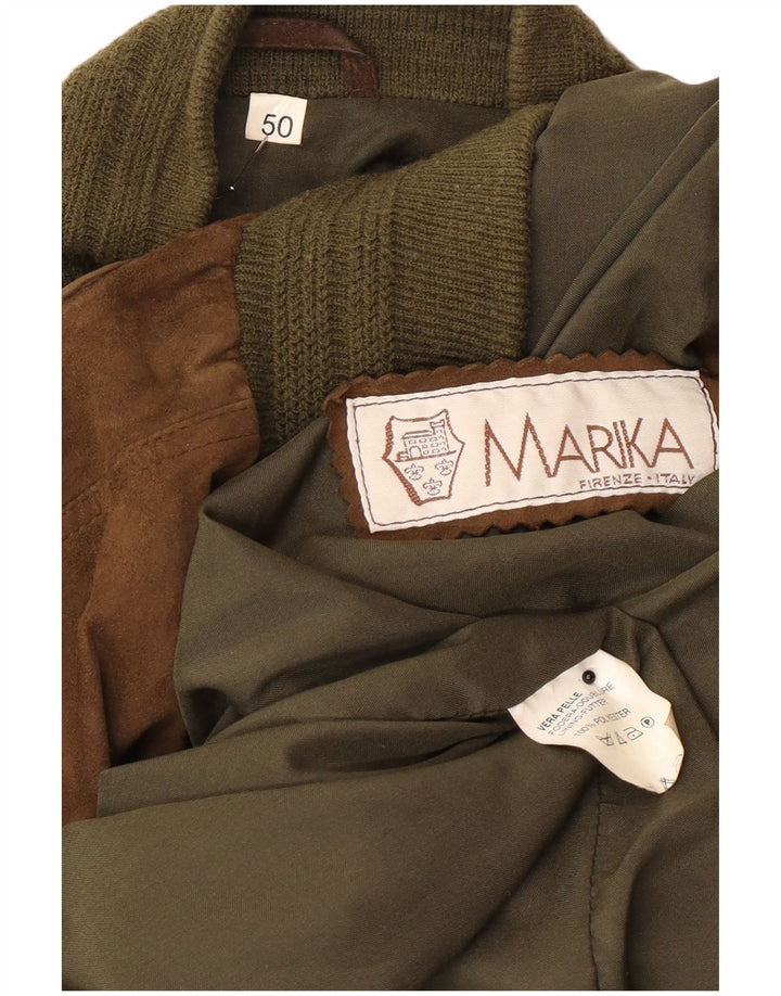 Vintage Ανδρικό Suede Bomber Jacket IT 50 Large Brown Δερμάτινο