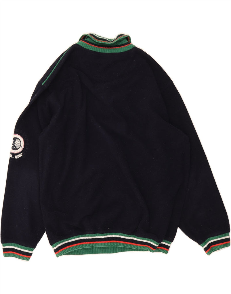 CARLO COLUCCI Mens Fleece Jumper Medium Navy Blue Polyester Vintage Carlo Colucci and Second-Hand Carlo Colucci from Messina Hembry 