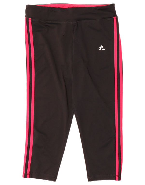 Adidas Γυναικεία κολάν Capri Climalite UK 12/14 Μεσαίο μαύρο πολυεστέρα