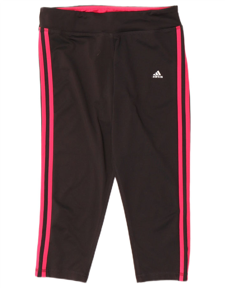 Adidas Γυναικεία κολάν Capri Climalite UK 12/14 Μεσαίο μαύρο πολυεστέρα