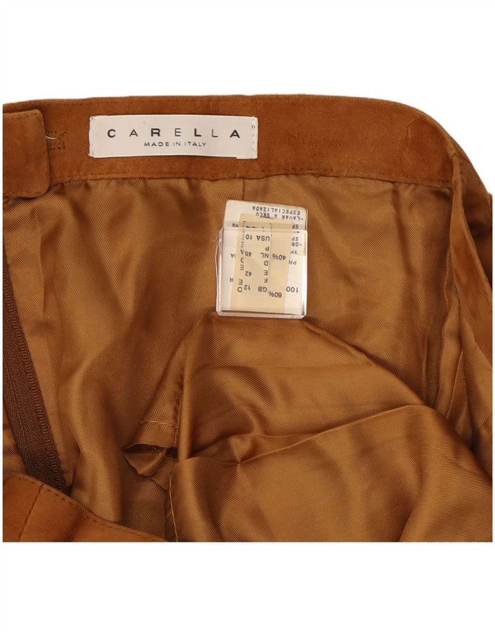 Carella Γυναικεία Suede Mini Φούστα UK 12 Medium W28 Καφέ Δερμάτινο