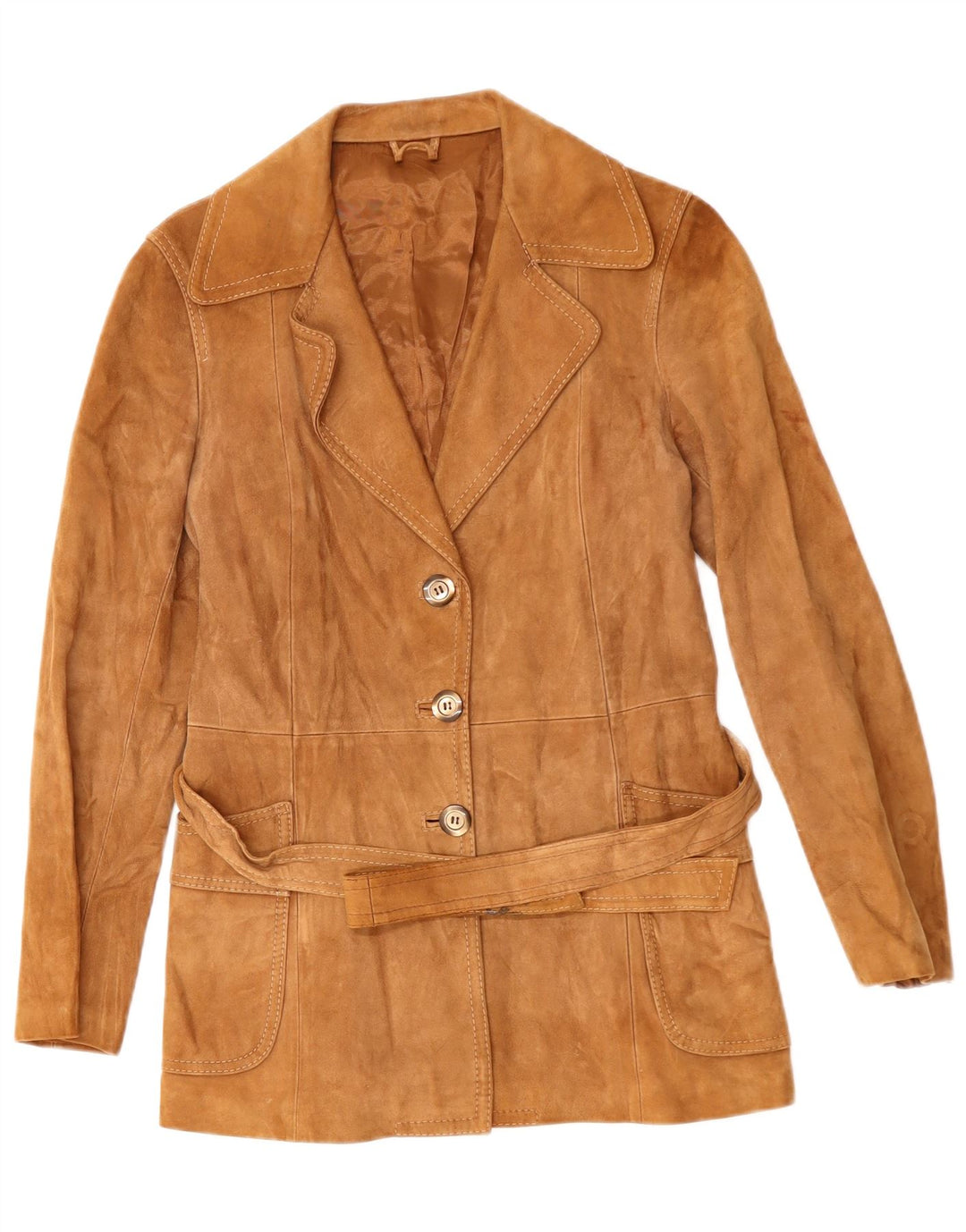 VINTAGE Γυναικείο Suede Jacket UK 14 Medium Brown