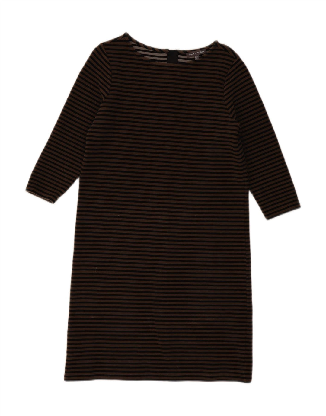 LAURA ASHLEY Γυναικείο φόρεμα 3/4 Sleeve Shift UK 12 Medium Beige ριγέ