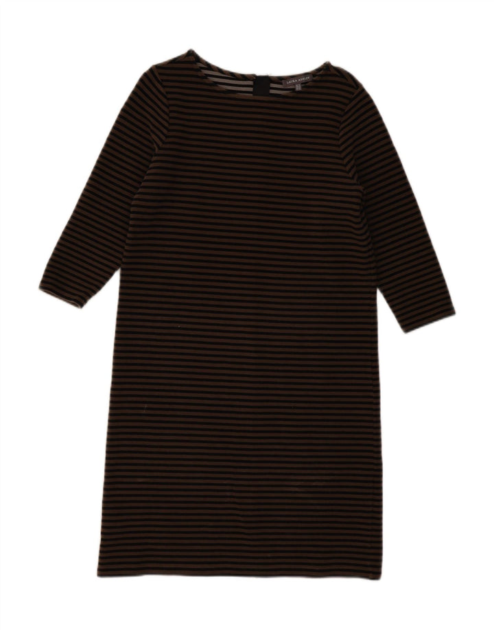 LAURA ASHLEY Γυναικείο φόρεμα 3/4 Sleeve Shift UK 12 Medium Beige ριγέ