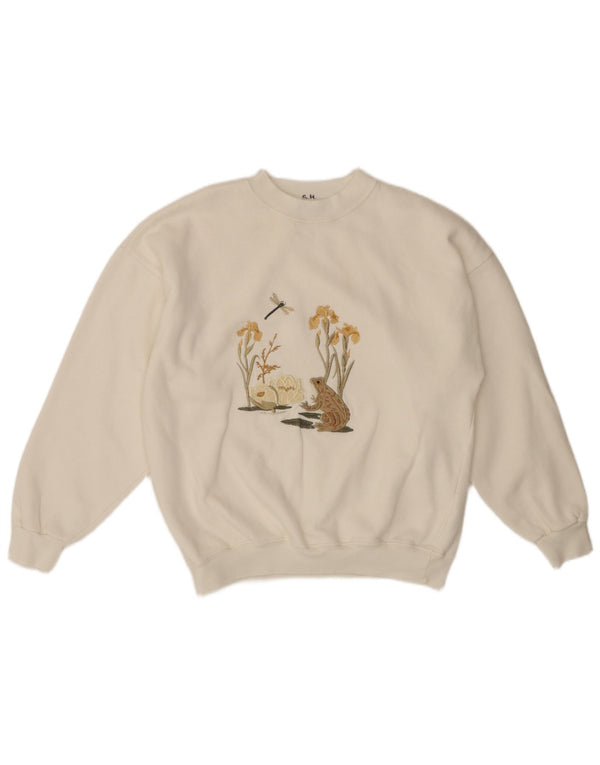 ACORN Γυναικείο πουλόβερ με λαιμόκοψη UK 16 μεγάλο λευκό ακρυλικό