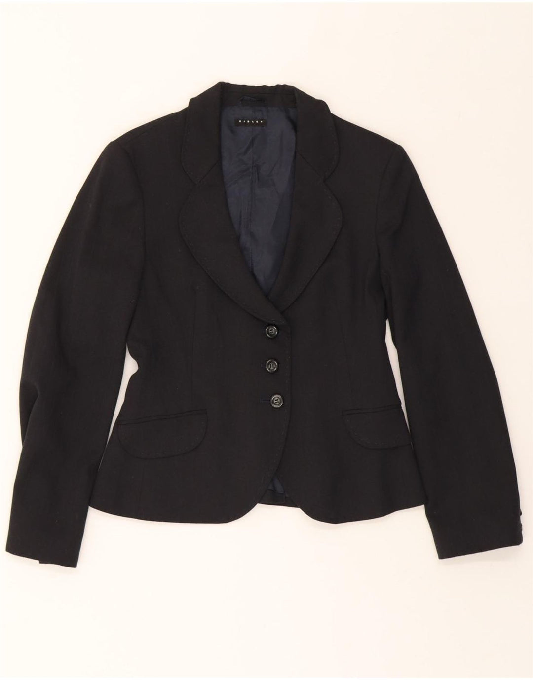 SISLEY Womens 3 Button Blazer Jacket IT 44 Medium Black Polyester Vintage Sisley and Second-Hand Sisley from Messina Hembry 