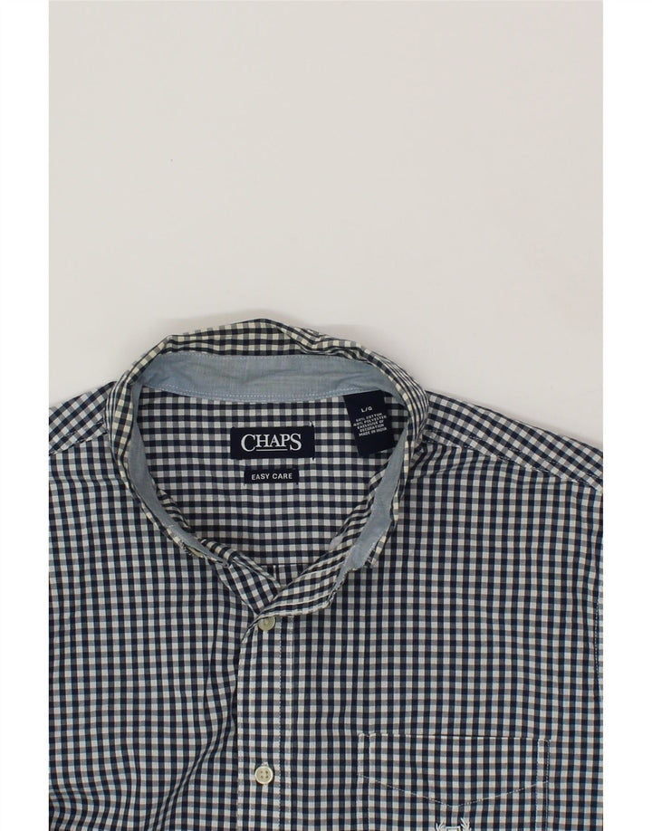 CHAPS Mens Easy Care Shirt Large Navy Blue Gingham Cotton Vintage Chaps and Second-Hand Chaps from Messina Hembry 