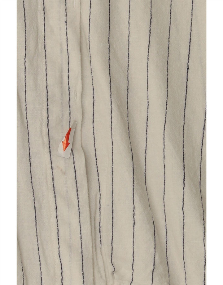 Zara Γυναικείο Longline Oversized πουκάμισο UK 10 Small White Pinstripe