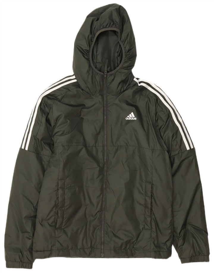 Ανδρικό μπουφάν με κουκούλα Adidas UK 38 Μεσαίο πράσινο πολυεστέρας