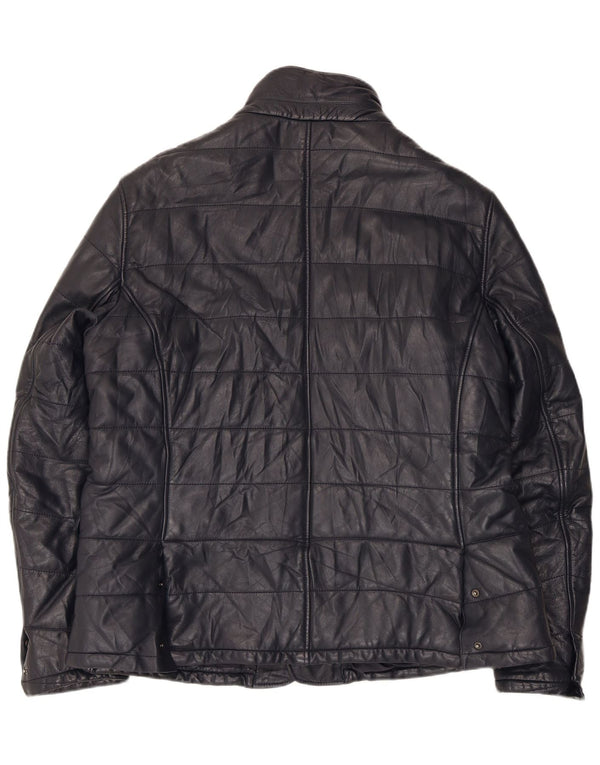 Desiree Γυναικείο Bomber Δερμάτινο Μπουφάν UK 18 XL Navy Blue Leather