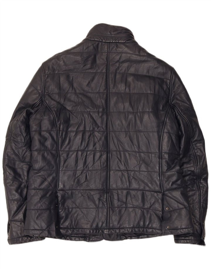 Desiree Γυναικείο Bomber Δερμάτινο Μπουφάν UK 18 XL Navy Blue Leather