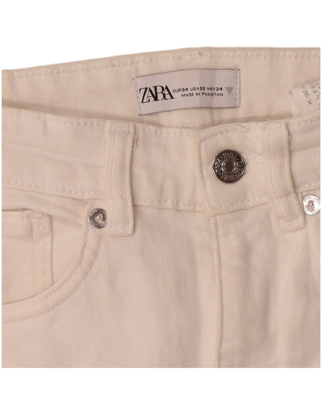 Zara γυναικεία ταλαιπωρημένα τζιν μποτάκια EU 34 2XS W24 L26 Off White