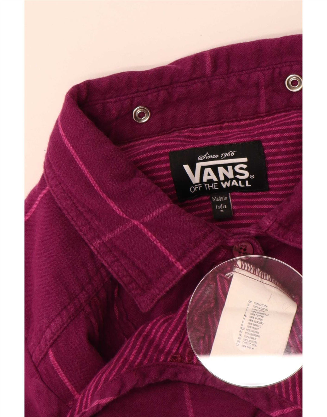 Vans γυναικείο πουκάμισο UK 10 Small Purple Check Cotton