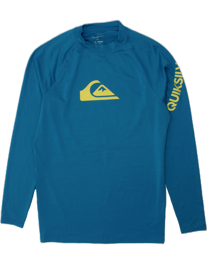 QUIKSILVER Boys Graphic Top Long Sleeve 15-16 Years Large  Blue Polyester Vintage Quiksilver and Second-Hand Quiksilver from Messina Hembry 