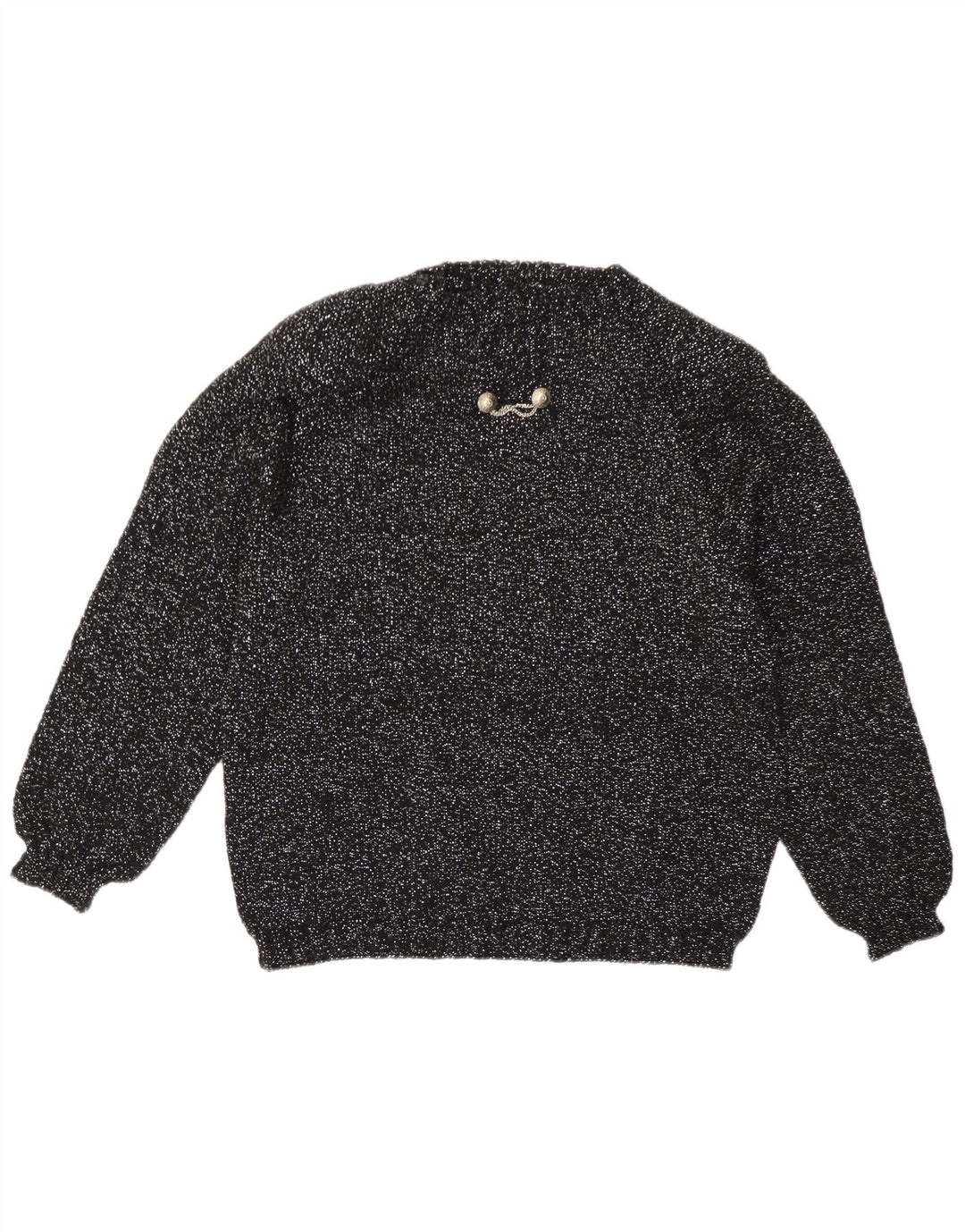 Vintage γυναικείο πουλόβερ με λαιμόκοψη UK 14 Medium Black Flecked