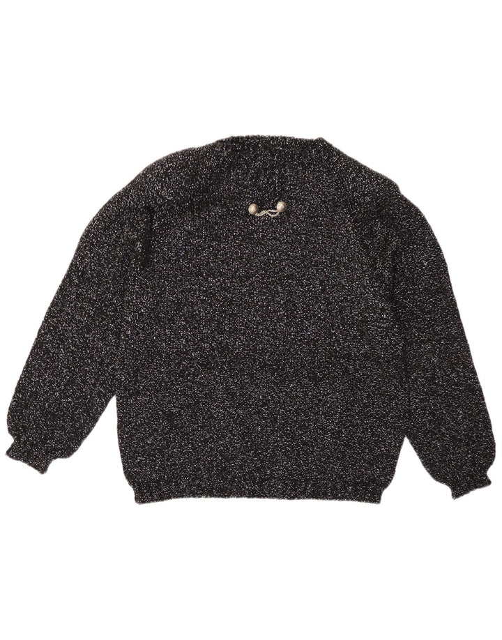 Vintage γυναικείο πουλόβερ με λαιμόκοψη UK 14 Medium Black Flecked