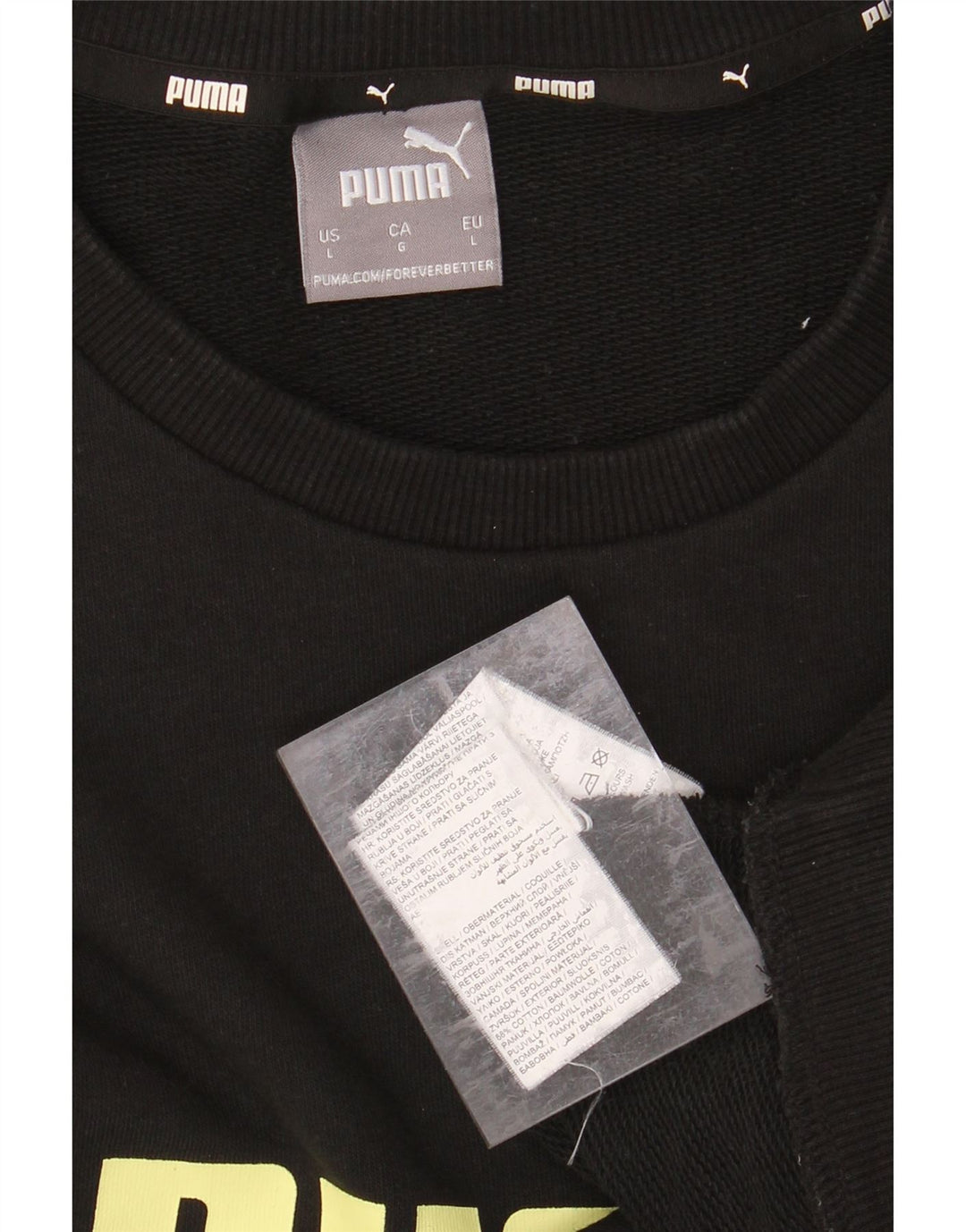 PUMA Mens Graphic Sweatshirt Jumper Large Black Cotton