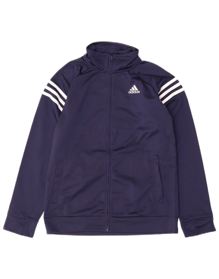 Μπουφάν ADIDAS Boys αθλητική φόρμα 12-13 ετών Μεγάλο Navy Blue Polyester