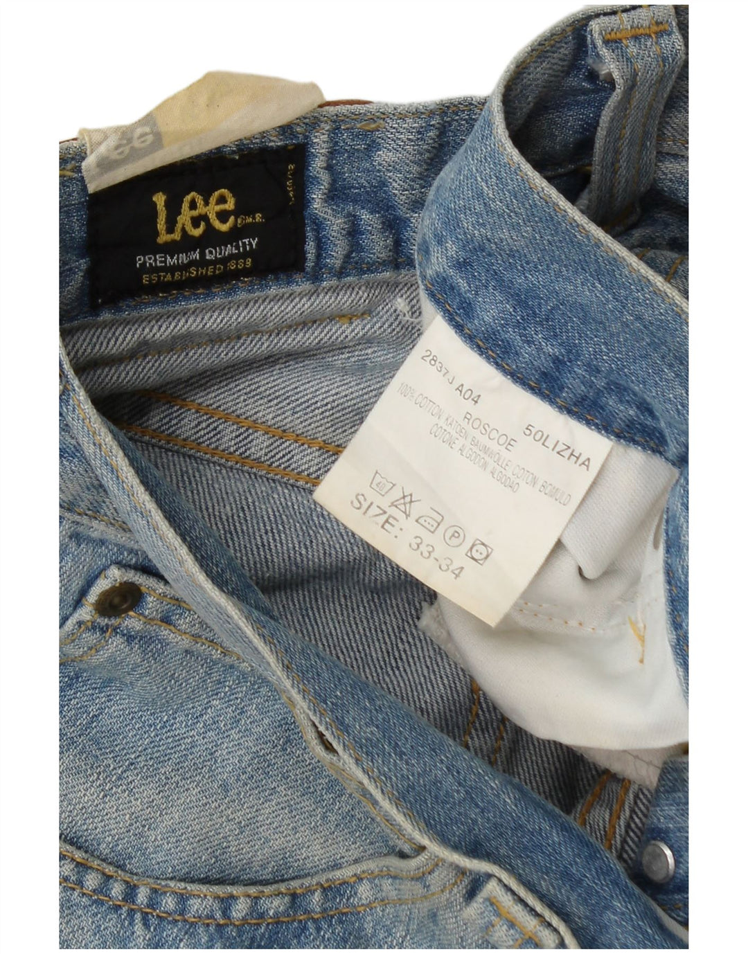Lee Mens Straight Jeans W33 L34 Μπλε Βαμβακερό
