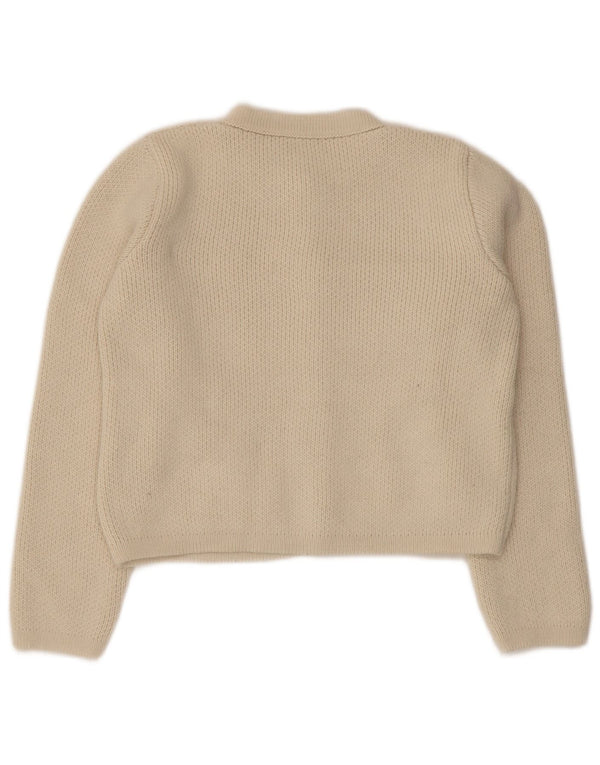 Zara Γυναικεία Ζακέτα Crop UK 12 Medium Beige Acrylic