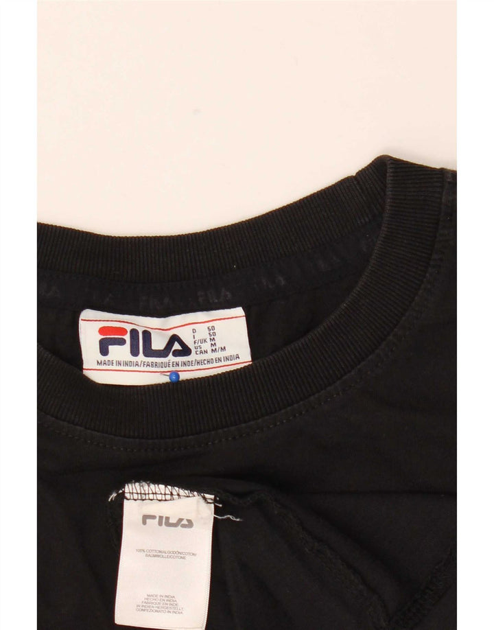 Ανδρικό γραφικό T-Shirt Fila Top Μεσαίο μαύρο βαμβακερό