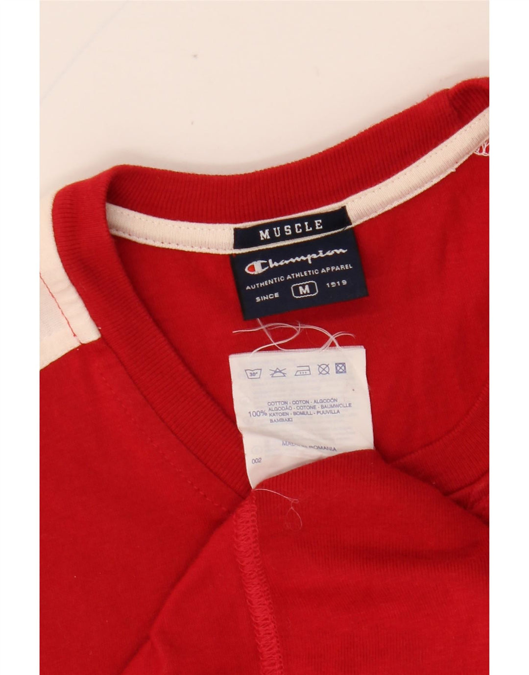CHAMPION Γυναικείο Μυϊκό Μυϊκό T-Shirt Top UK 14 Medium Red Colourblock