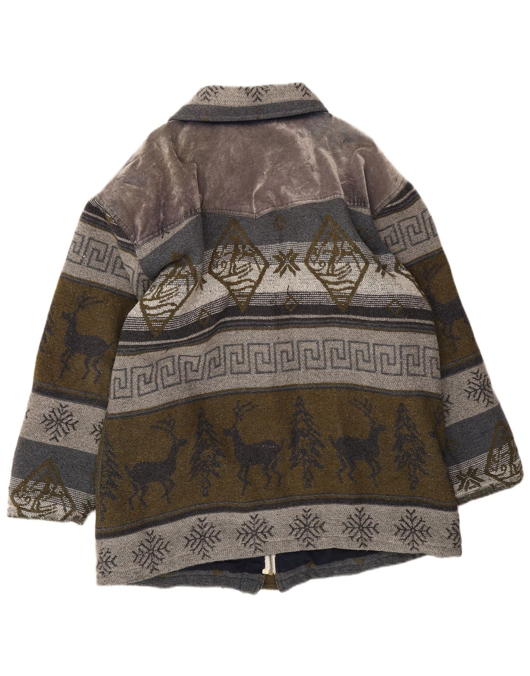 Vintage ανδρικό μπουφάν Duffle UK 40 Large Grey Fair Isle Wool