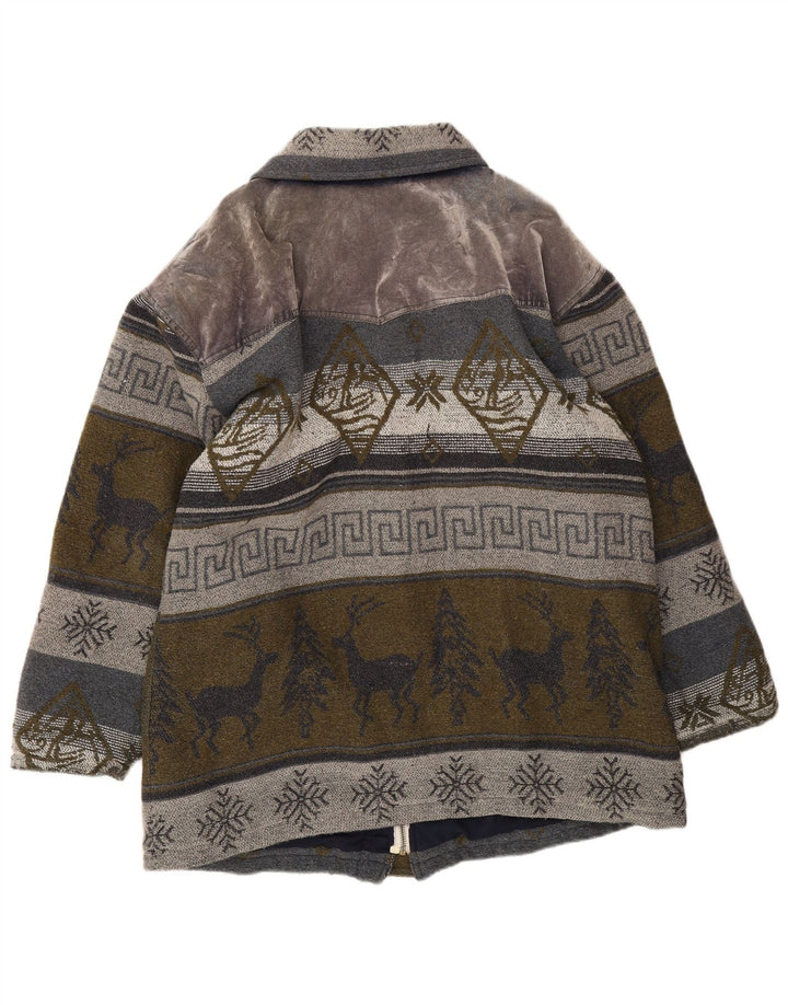Vintage ανδρικό μπουφάν Duffle UK 40 Large Grey Fair Isle Wool