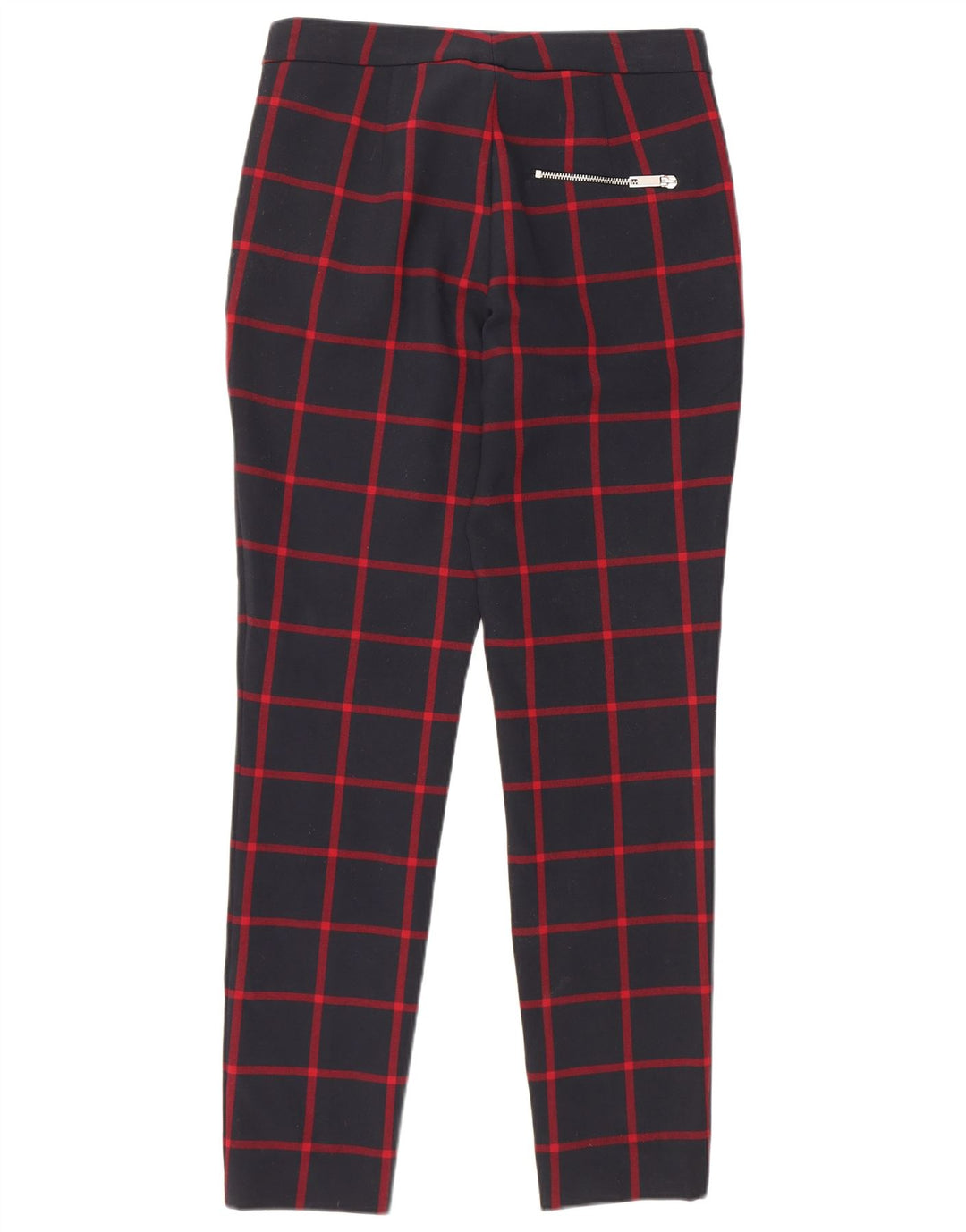 Zara Γυναικείο Skinny παντελόνι Chino Medium W28 L29 Navy Blue Check Polyester