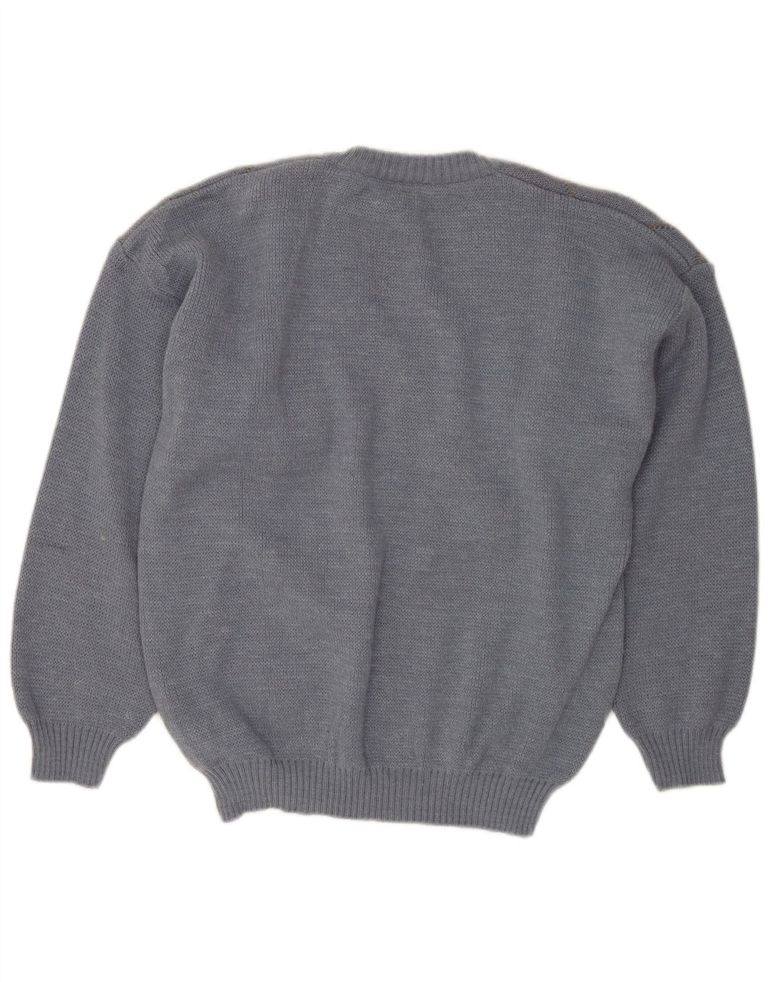 Ανδρικό πουλόβερ με λαιμόκοψη Vintage IT 50 μεσαίο μπλε Argyle/Diamond Wool