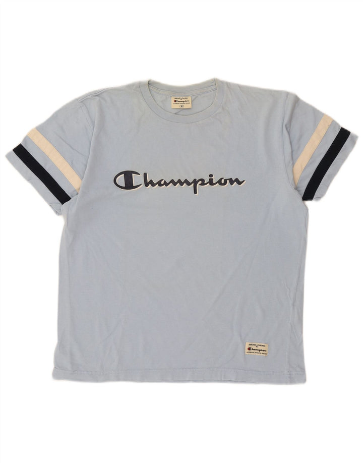 Ανδρικό γραφικό T-Shirt Champion Top Βαμβακερό μεσαίο μπλε ριγέ