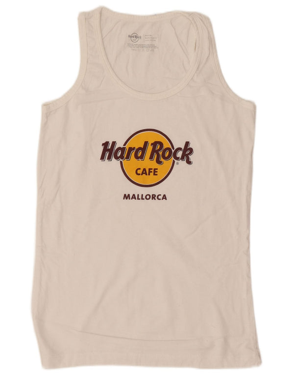 Hard Rock Cafe Γυναικείο Γραφικό Γιλέκο Μαγιόρκα UK 12 μεσαίο λευκό βαμβακερό
