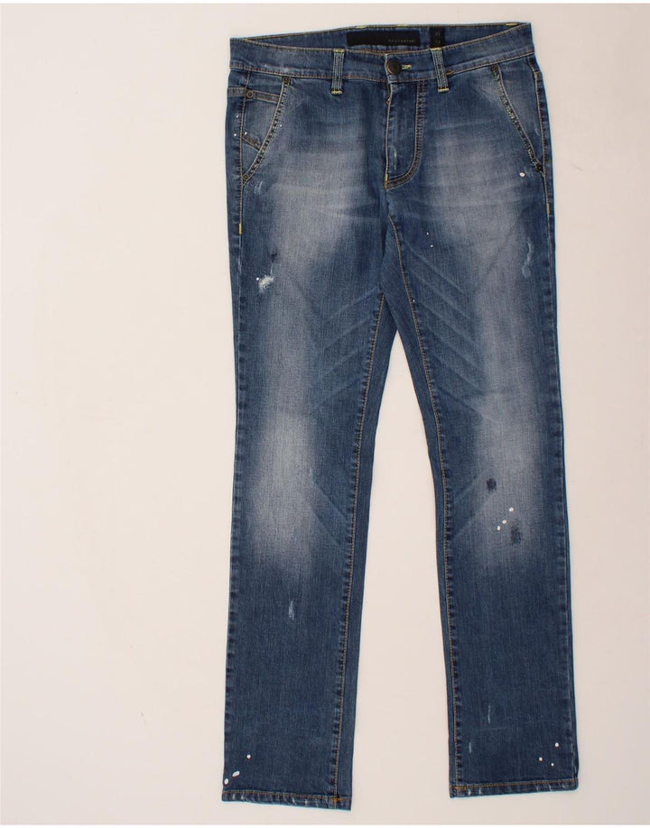 GAZZARRINI Mens Distressed Slim Jeans W33 L34 Blue Flecked Cotton Vintage Gazzarrini and Second-Hand Gazzarrini from Messina Hembry 