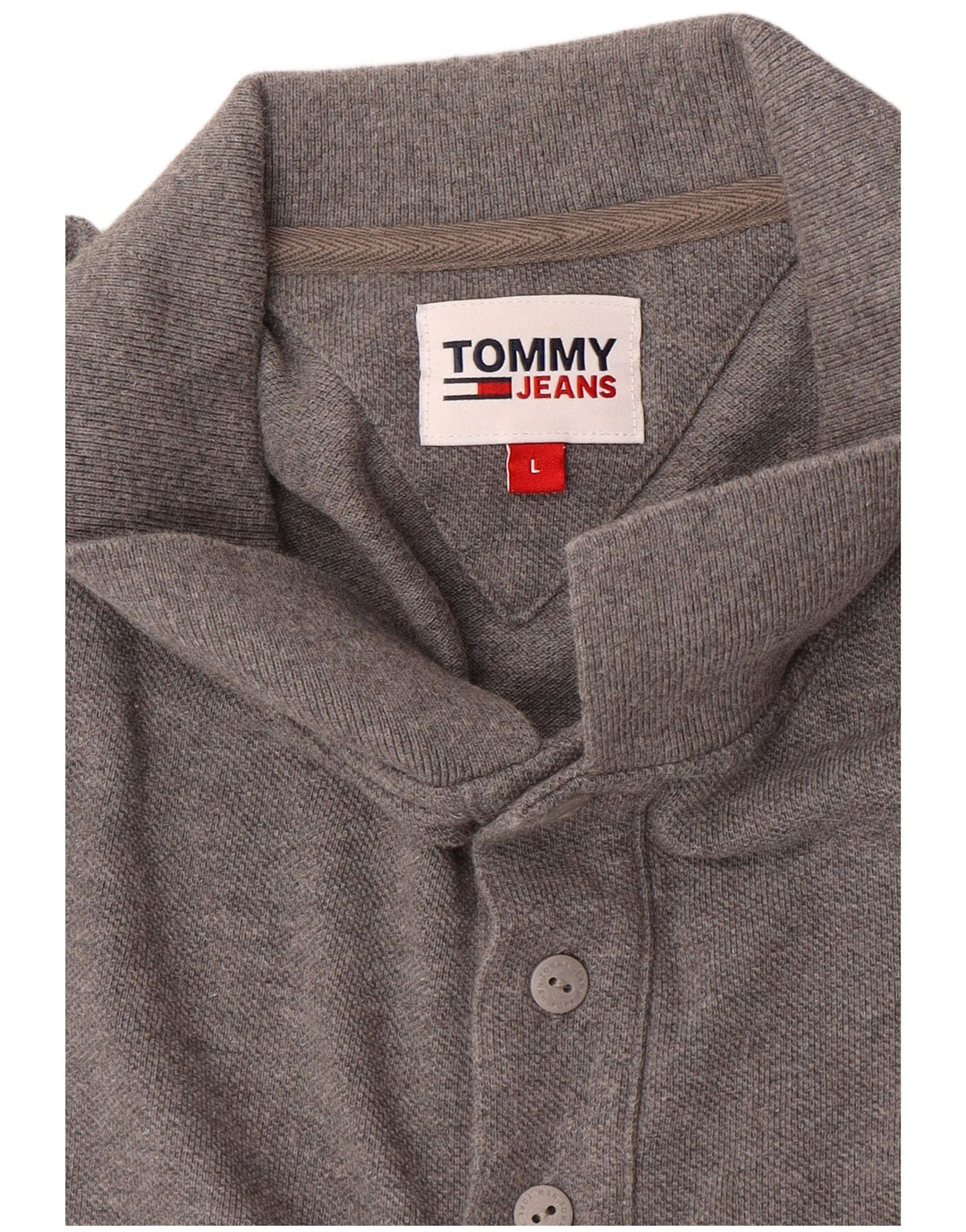 TOMMY HILFIGER Mens Polo Shirt Large Grey Cotton