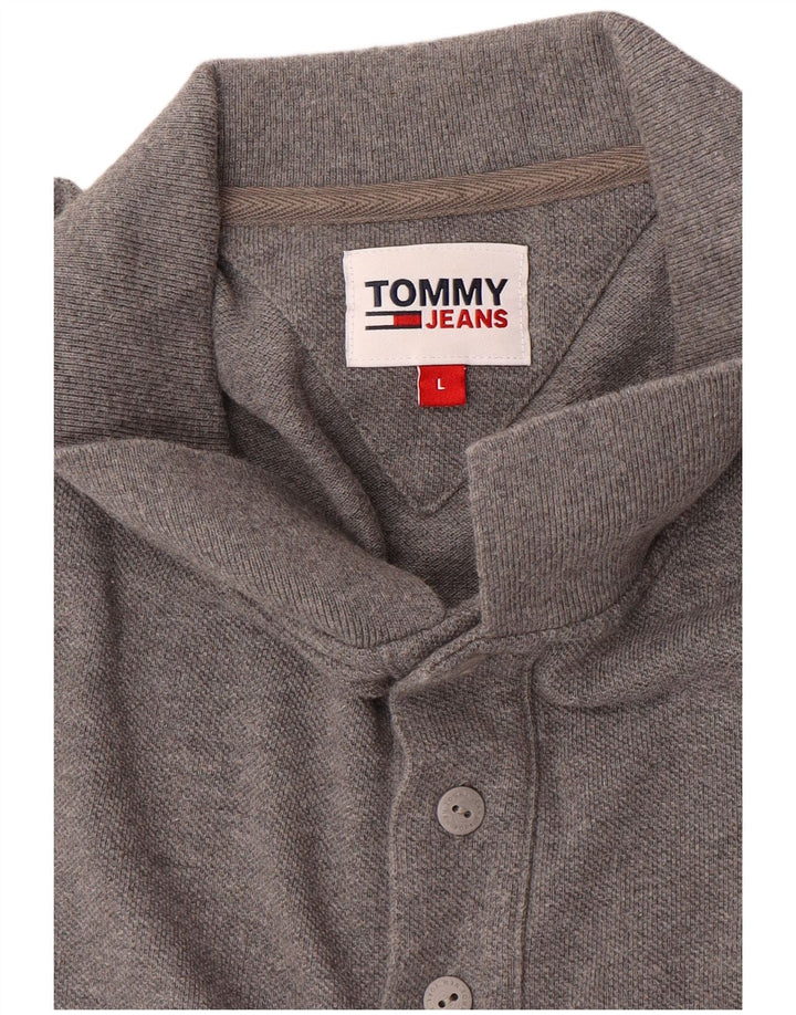 TOMMY HILFIGER Mens Polo Shirt Large Grey Cotton