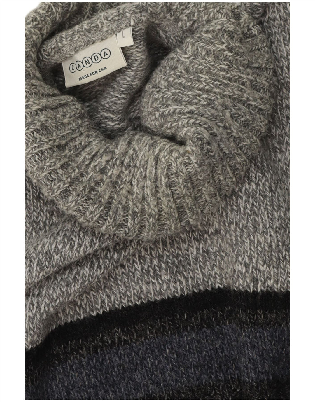 C&A Ανδρικό πουλόβερ Canda Roll Neck Jumper Μεγάλο Γκρι Colourblock