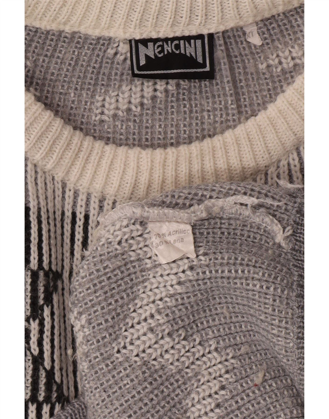 Ανδρικό πουλόβερ Vintage Boat Neck Jumper XL Off White Fair Isle Classic